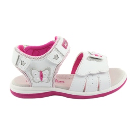 American Club Sandales des filles avec papillon DR09 Insert en cuir blanc / rose
