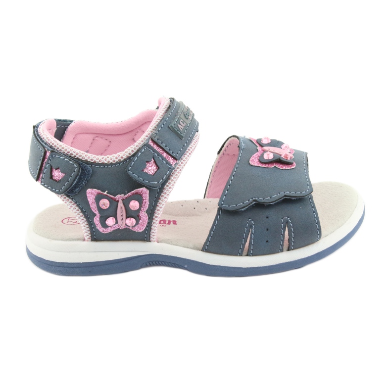 American Club Sandales fille papillon denim American DR09 bleu rose