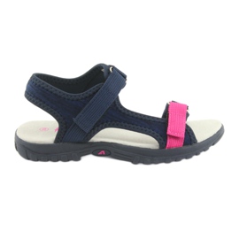Sandales avec empiècement en cuir bleu marine American Club RL10 rose