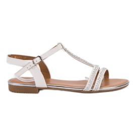 Small Swan Sandales plates blanc