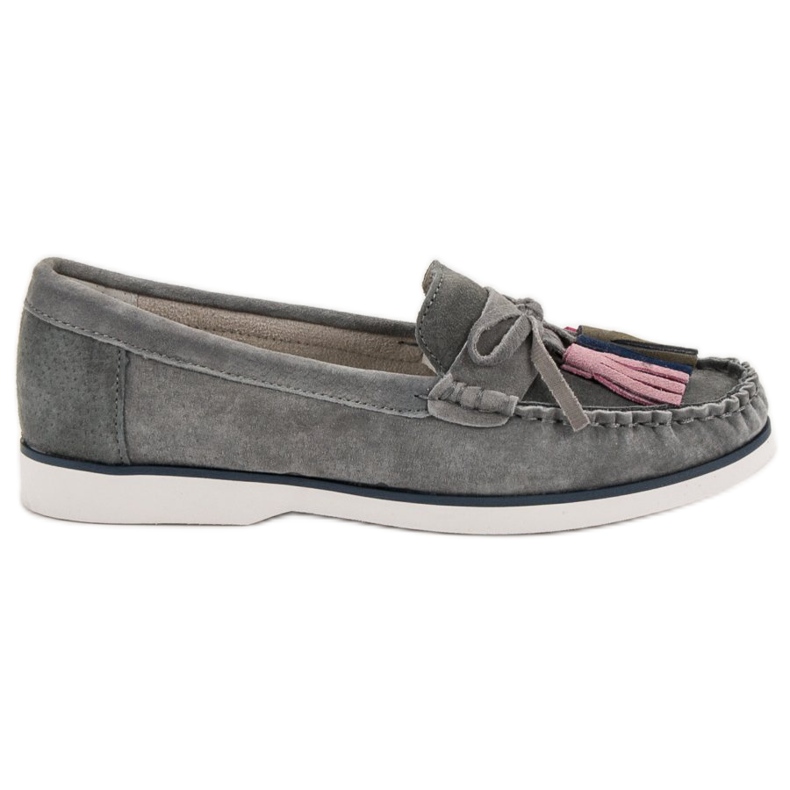 Filippo Mocassins En Cuir À Franges gris