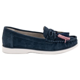 Filippo Mocassins En Cuir À Franges bleu