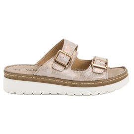 Filippo Pantoufles En Cuir Confortables brun jaune