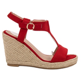 Anesia Paris Sandales compensées à la mode rouge