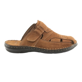 Chaussons homme léger PU American Club CY05 bas brun