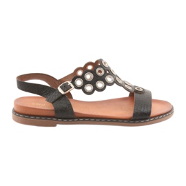 Sandales pour femmes avec strass noirs par Sergio Leone