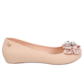 Ballerines meliski avec un noeud rose CK-86P Beige