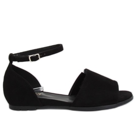 Noir MM-589 Ballerines noires exposées le noir