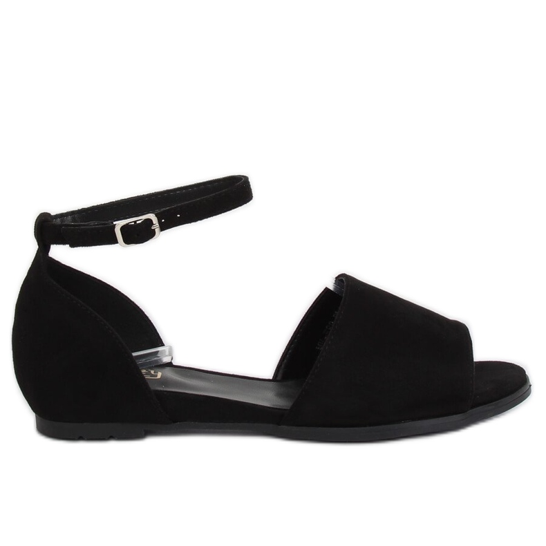 Noir MM-589 Ballerines noires exposées le noir