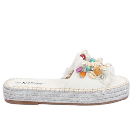 Blanc JH80 Espadrilles en jean blanc multicolore
