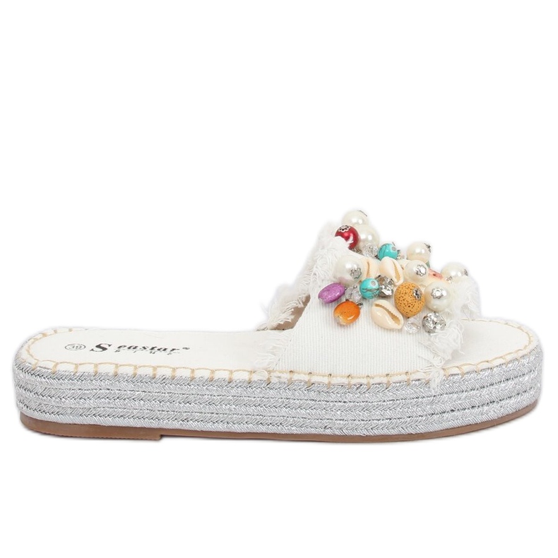 Blanc JH80 Espadrilles en jean blanc blanche multicolore