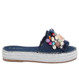 Bleu JH80 Espadrilles en jean bleu multicolore
