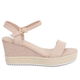 Sandales beiges sur espadrilles compensées LY9109 Beige