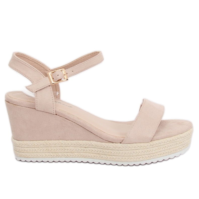Sandales beiges sur espadrilles compensées LY9109 Beige