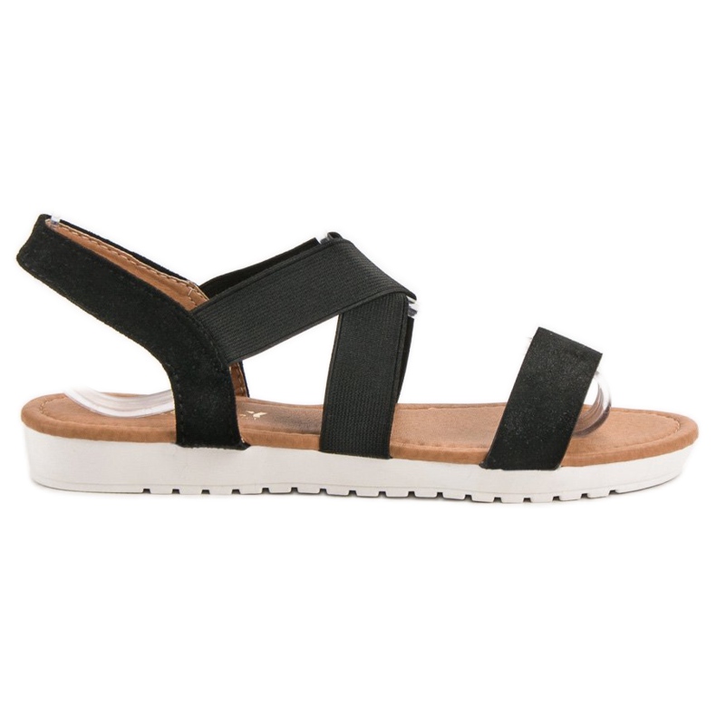 EXQUILY Sandales noires avec une gomme le noir