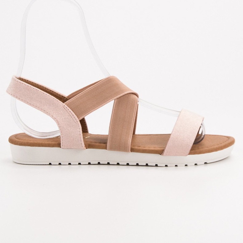 EXQUILY Sandales confortables avec un élastique rose