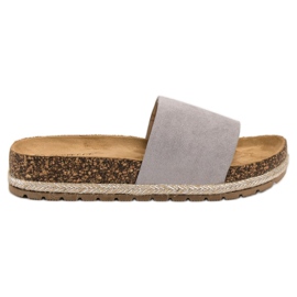 Bestelle Pantoufles classiques en daim gris
