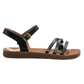 Camo Sandales Plates Avec Oxyde De Zirconium noir