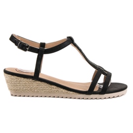 Kylie Sandales compensées confortables le noir