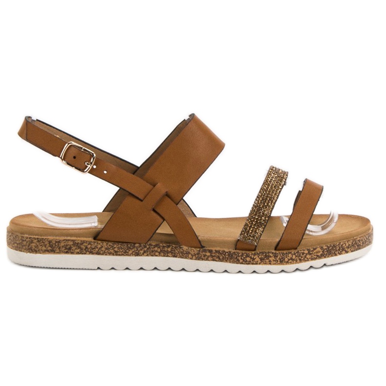 SHELOVET Sandales Avec Cubic Zirconia brun