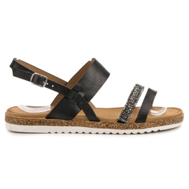 SHELOVET Sandales Avec Cubic Zirconia le noir