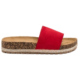 Bestelle Pantoufles classiques en daim rouge