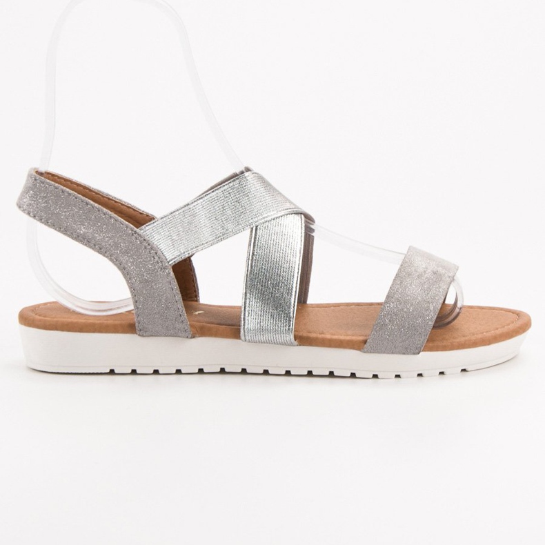 EXQUILY Sandales Argent Avec Gomme gris