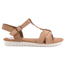 EXQUILY Sandales classiques en daim brun EXQUILY Sandales classiques en daim brun