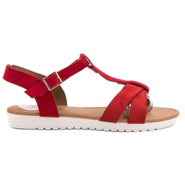 EXQUILY Sandales classiques en daim rouge