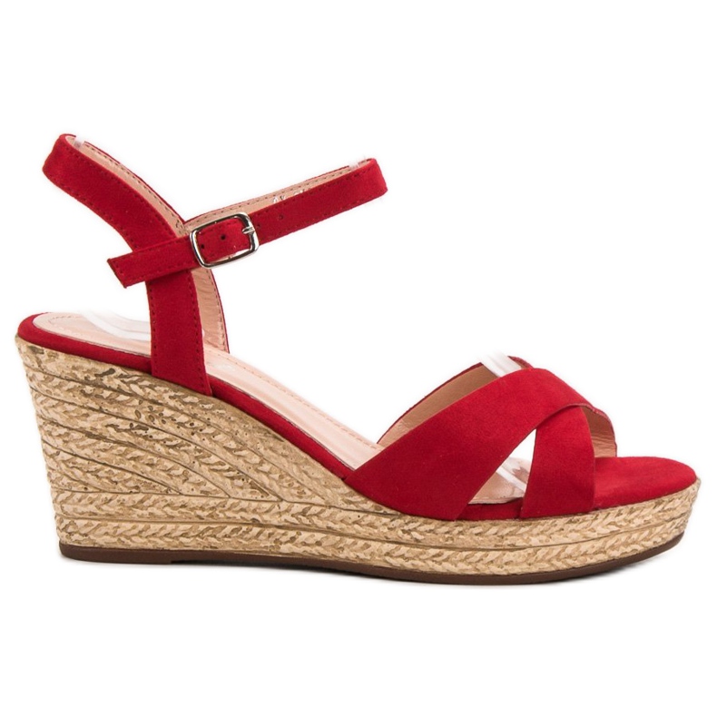 Best Shoes Sandales rouges sur compensées