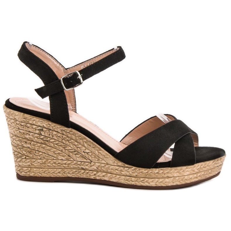 Best Shoes Sandales noires sur compensées le noir