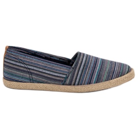 McKey Espadrilles à rayures brun bleu marin bleu vert