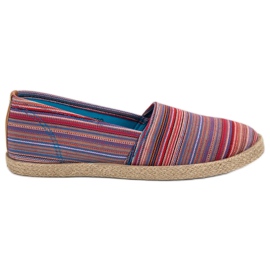 McKey Espadrilles à rayures brun rouge bleu