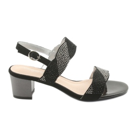 Sergio Leone Sandales sur le SK795 Post noir avec zircons