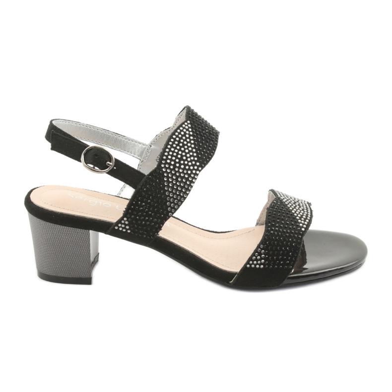 Sergio Leone Sandales sur le SK795 Post noir avec zircons le noir Sergio Leone Sandales sur le SK795 Post noir avec zircons le noir