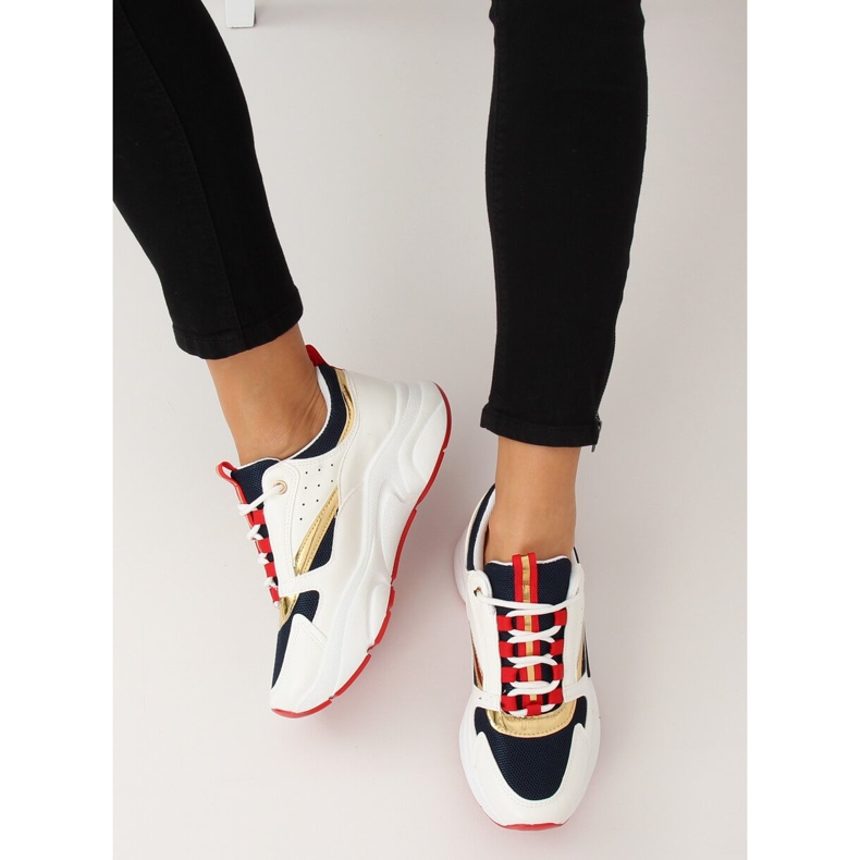 Chaussures de sport multicolores BK008-47 WHITE / BLUE II-GAT blanc bleu marine