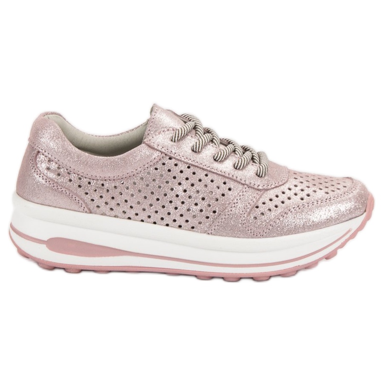 Filippo Chaussures de brocart en cuir rose