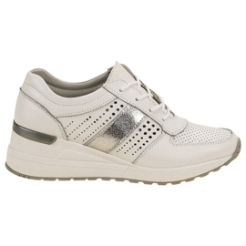 Filippo Baskets compensées en cuir blanche