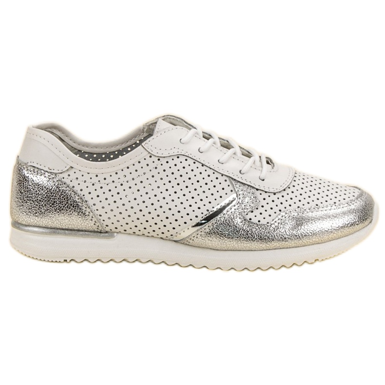 Filippo Chaussures en cuir argentées blanche gris