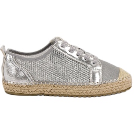 SHELOVET Espadrilles Lacées Ajourées gris