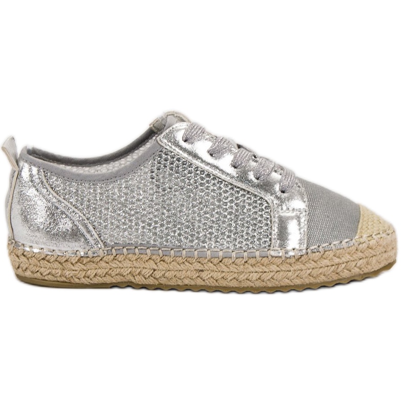 SHELOVET Espadrilles Lacées Ajourées gris