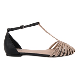 SHELOVET Sandales à la mode avec zircone cubique noir brun