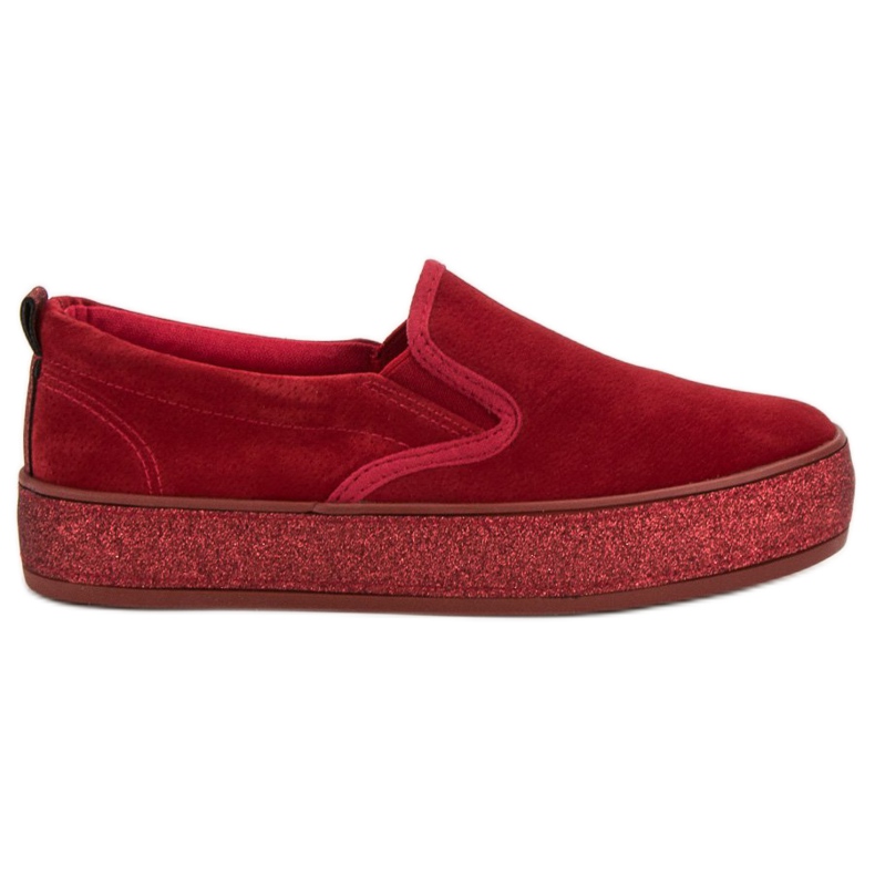 SHELOVET Slipons à semelle pailletée rouge
