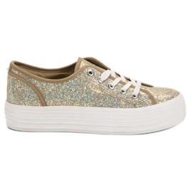 SHELOVET Baskets à paillettes jaune