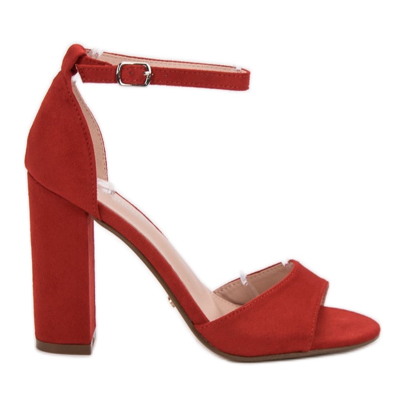 Ideal Shoes Sandales confortables à talons hauts rouge Ideal Shoes Sandales confortables à talons hauts rouge