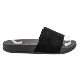 Queen Vivi Pantoufles confortables en daim le noir