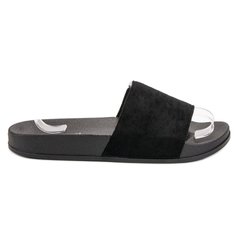 Queen Vivi Pantoufles confortables en daim le noir
