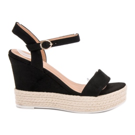 Ideal Shoes Sandales compensées élégantes noir
