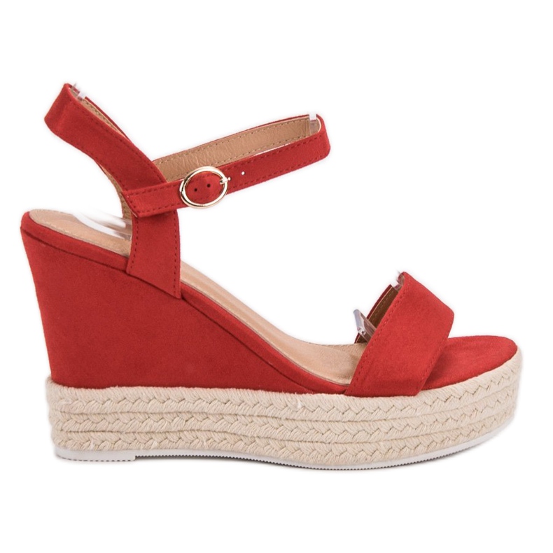 Ideal Shoes Sandales compensées élégantes rouge