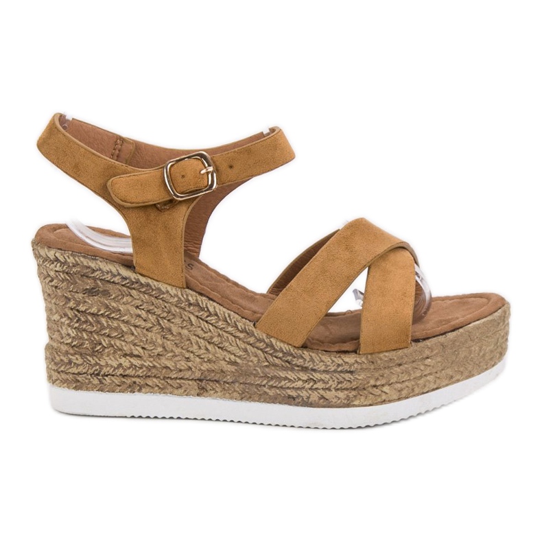 JESSY ROSS Sandales en daim camel brun